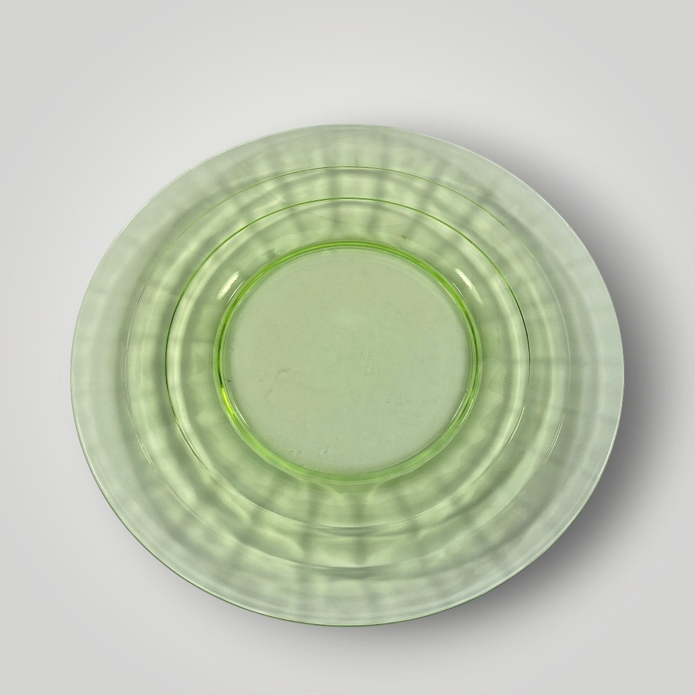 Anchor‎ Hocking Block Optic Green Plate Depression Glass 1930s